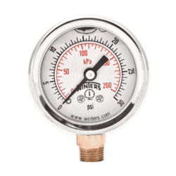 PFQ1109 Winters Dial Pressure Gauge (0 to 1000) psi , (0 to 6894.8) kPa